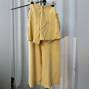 Heyson Yellow Matching Set with Strapless Top & Copped Flowy Pants